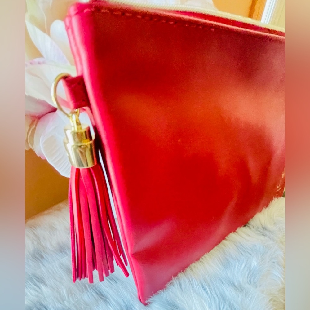 YSL Beauty Red Makeup Cosmetics Bag, Travel Flat Pouch, Clutch, Purse, Brand NEW - Picture 2 of 10
